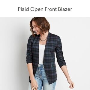 Maurices Black and Blue Plaid Blazer
